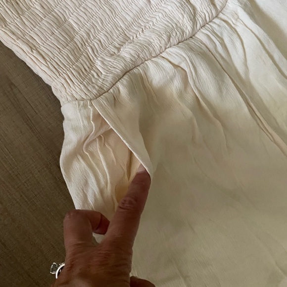 NWOT Cream Smocked, Wide-Leg Jumpsuit - Picture 5 of 8